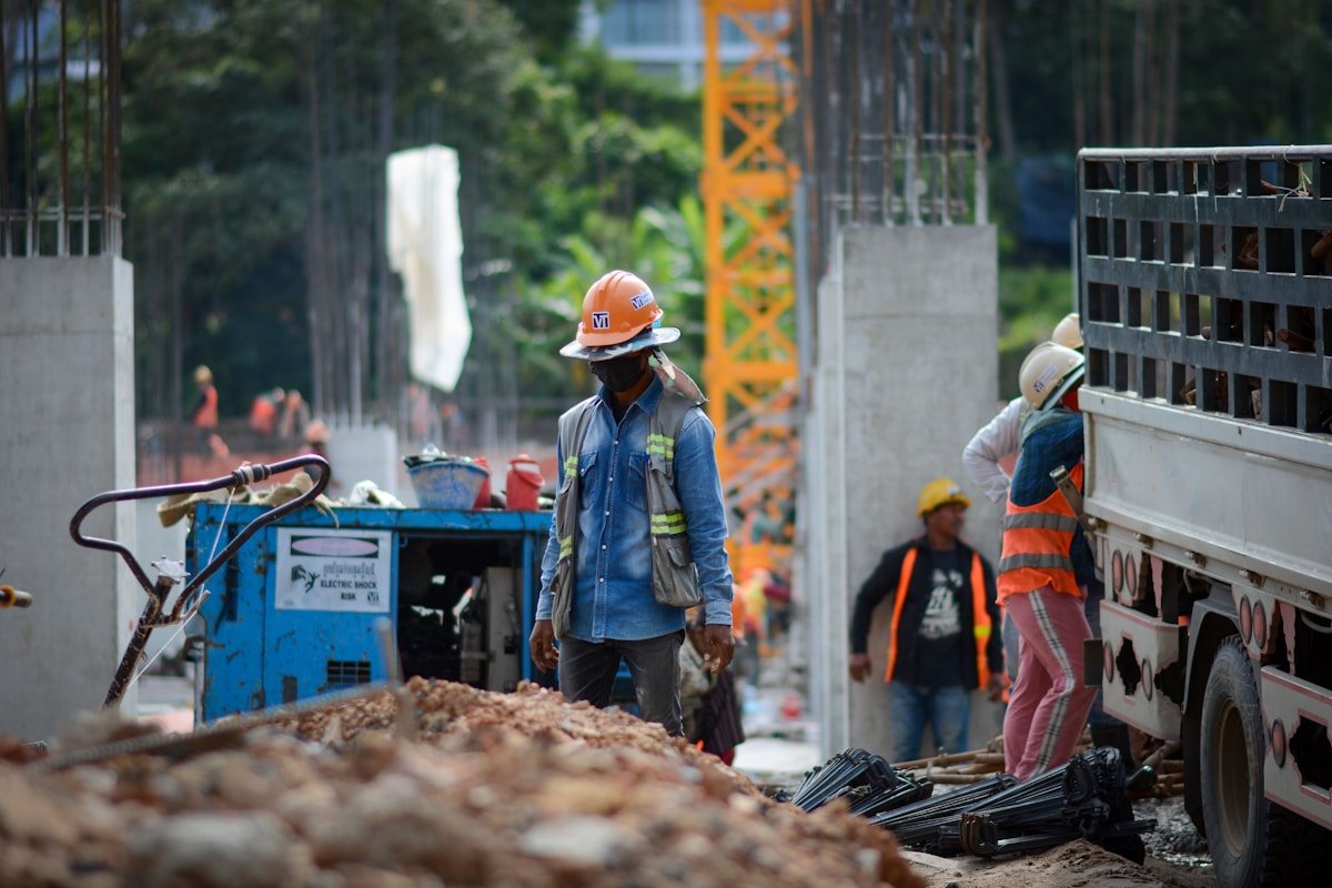 Construction workers on a job site