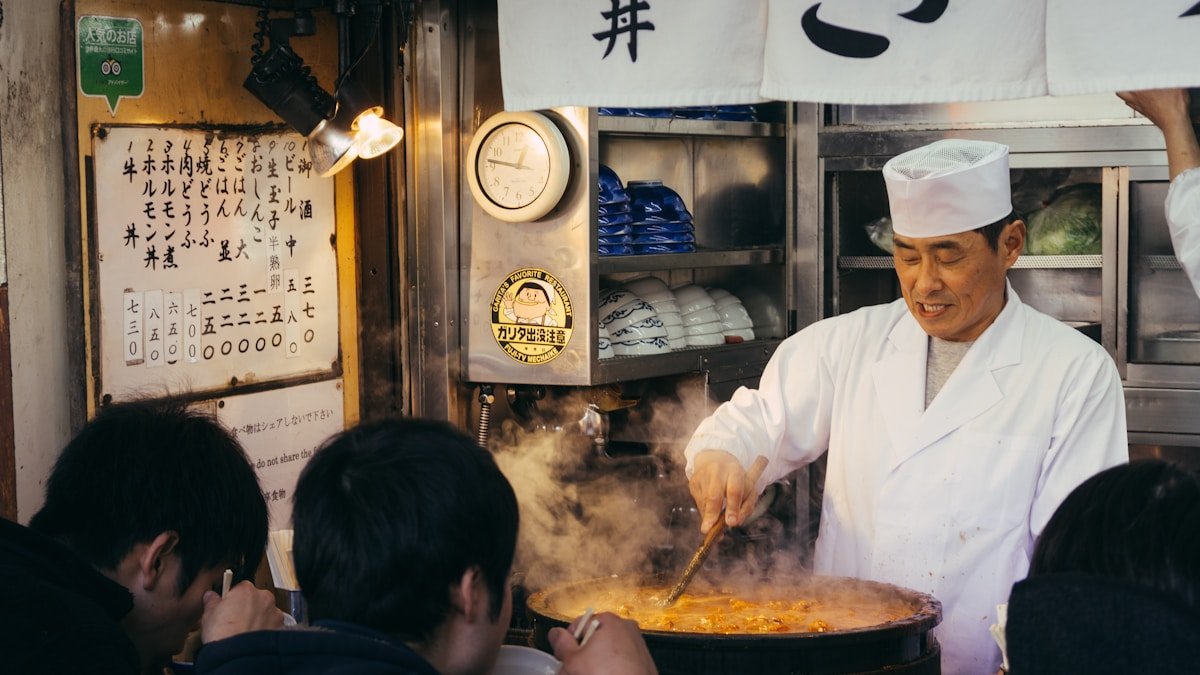 Restaurant staff working in a busy kitchen