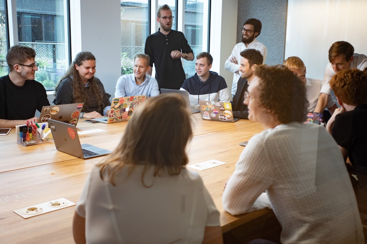 Professionals meeting around a conference table
